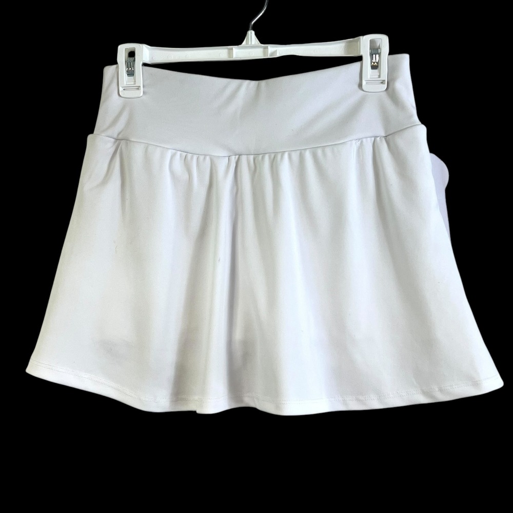 Shosho Women's Skort‎ Athletic Pleated Hidden Pocket White Golf Tennis Skirt L